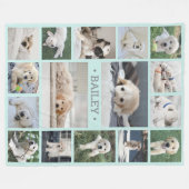 Couverture Polaire Chien Photo Collage mignon Moderne Turquoise bleu  (Devant (Horizontal))