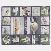 Couverture Polaire Chien Photo Collage mignon moderne violet et blanc (Devant (Horizontal))