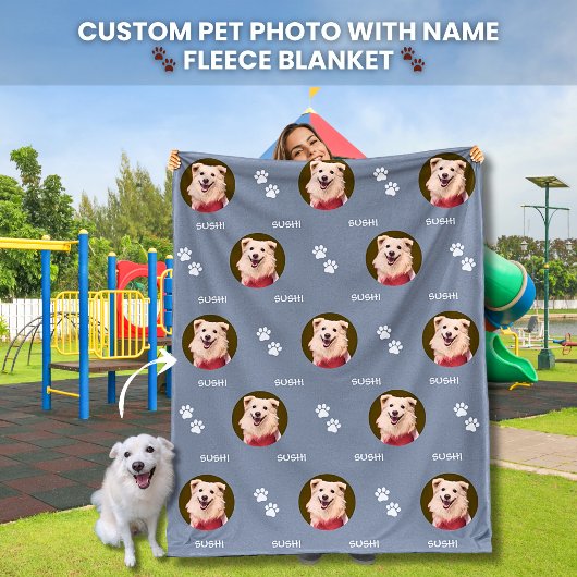 Couverture Polaire Chien Photo Nom de l'animal de compagnie Empreinte