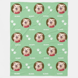 Couverture Polaire Chien Photo Nom de l'animal de compagnie Paws Mint