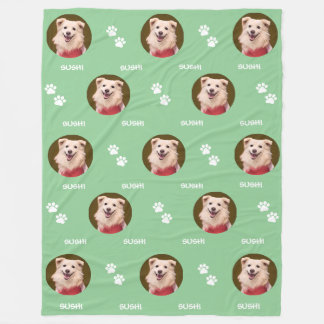 Couverture Polaire Chien Photo Nom de l'animal de compagnie Paws Mint