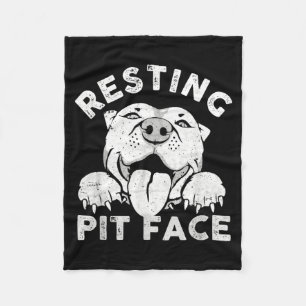 Couverture Polaire Chien Pitbull au repos Visage de Pit Humour sarcas