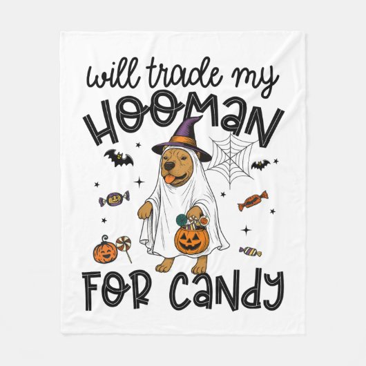 Couverture Polaire Chien Pitpull Halloween Fantôme Épouvantable (Devant)