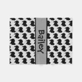 Couverture Polaire Chien Poméranien Silhouette PERSONNALISÉ (Devant (Horizontal))