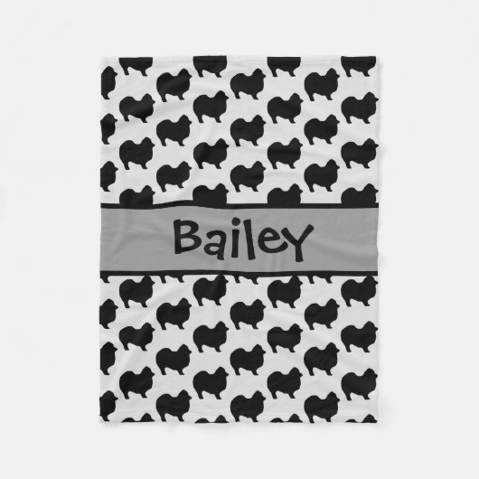 Couverture Polaire Chien Poméranien Silhouette PERSONNALISÉ (Devant)