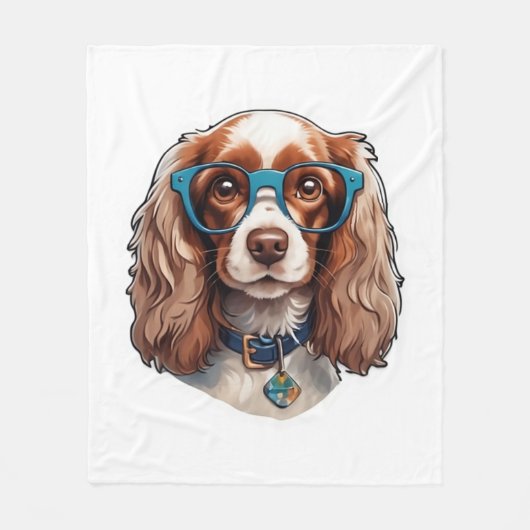 Couverture Polaire Chien Puppy Pooch Cute Drôle Lunettes Etudiant (Devant)