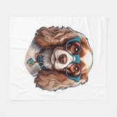 Couverture Polaire Chien Puppy Pooch Cute Drôle Lunettes Etudiant (Devant (Horizontal))