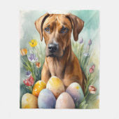 Couverture Polaire Chien Rhodesian Ridgeback avec oeufs de Pâques vac (Devant)