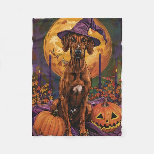 Couverture Polaire Chien Rhodesian Ridgeback Sorcière d'Halloween Cit (Devant)