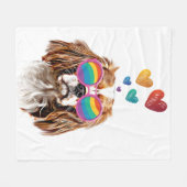 Couverture Polaire Chien roi Cavalier avec coeur Saint Valentin (Devant (Horizontal))