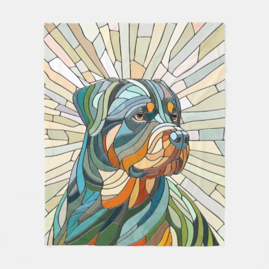 Couverture Polaire Chien Rottweiler - art de la mosaïque (Devant)