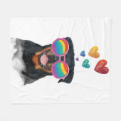 Couverture Polaire Chien Rottweiler avec coeurs Saint-Valentin (Devant (Horizontal))