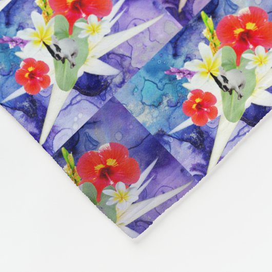 Couverture Polaire Chien Rouet Avec Fleurs, (Coin)