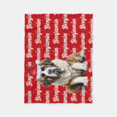 Couverture Polaire Chien Saint-Bernard avec motif de nom Noël (Devant)