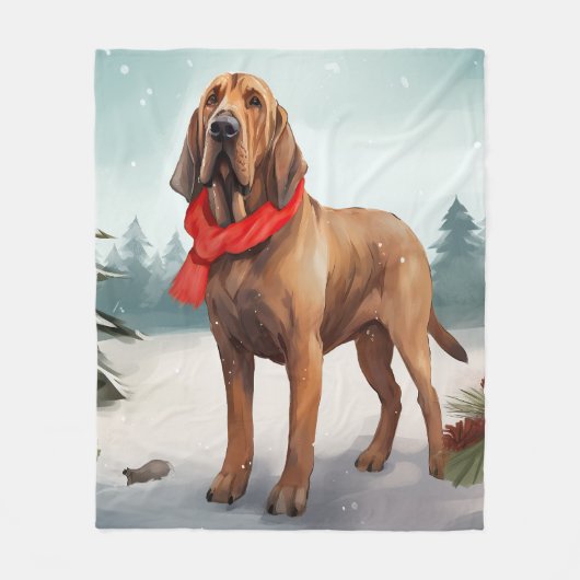 Couverture Polaire Chien sanglant à Noël de neige (Devant)