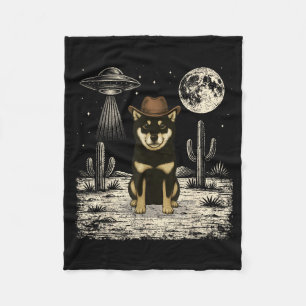 Couverture Polaire Chien Shiba Inu cow-boy occidental drôle Ufo