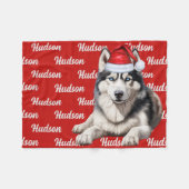 Couverture Polaire Chien sibérien Husky avec nom Motif de Noël (Devant (Horizontal))