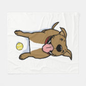 Couverture Polaire Chien souriant mignon avec balle de tennis (Devant (Horizontal))