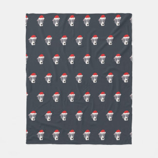 Couverture Polaire Chien taureau blanc gris de Noël