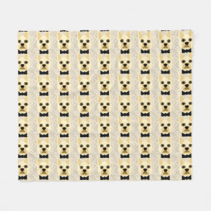 Couverture Polaire Chien-taureau français avec Bowtie, Herringbone be