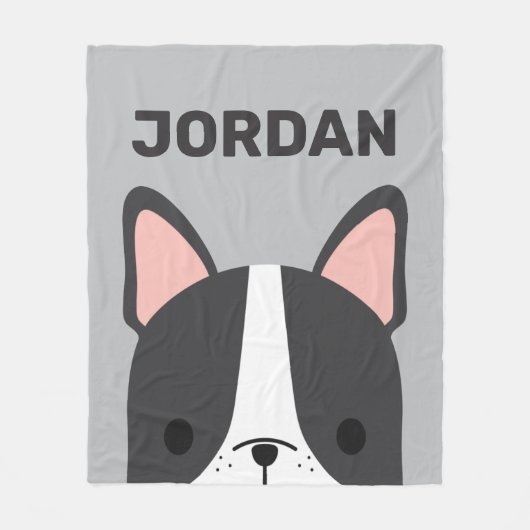 Couverture Polaire Chien-taureau français mignon avec nom personnalis (Devant)