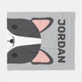 Couverture Polaire Chien-taureau français mignon avec nom personnalis (Devant (Horizontal))
