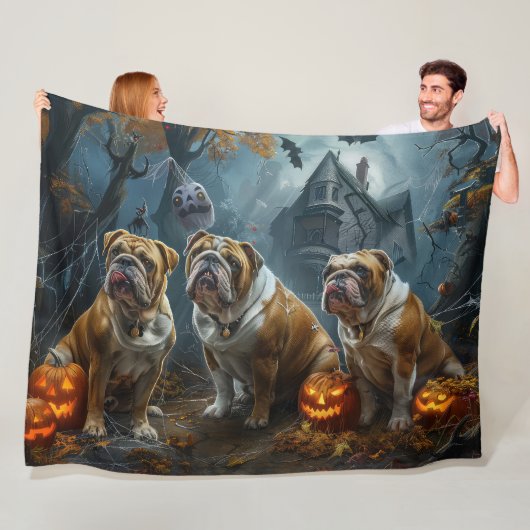 Couverture Polaire Chien-taureau Halloween nuit Chien de nuit plaisir (En situation)