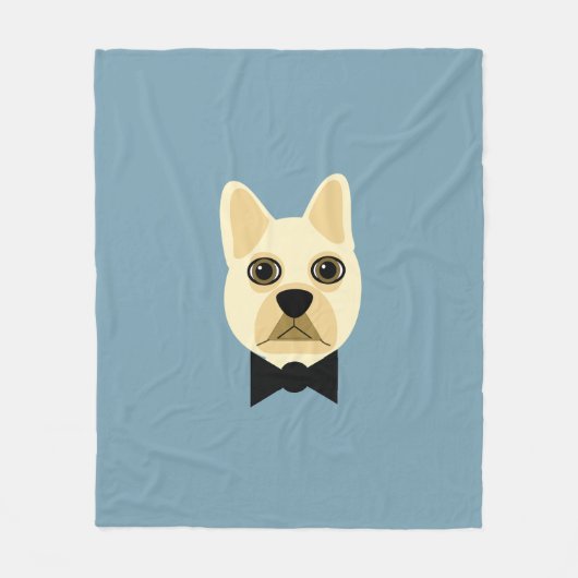 Couverture Polaire Chien-taureaux français avec bleu-bowtie (Devant)