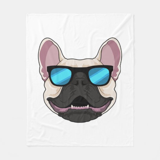 Couverture Polaire Chien-taureaux français avec lunettes de soleil (Devant)