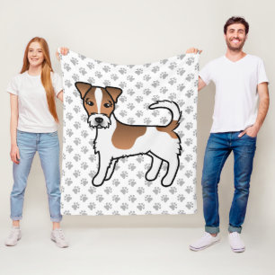 Couverture Polaire Chien Terrier Jack Russell à poil dur blanc et fau