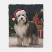 Couverture Polaire Chien tibétain de Terrier en Noël de neige (Devant)
