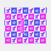 Couverture Polaire Chien tibétain Terrier et Empreinte de patte rose (Devant (Horizontal))