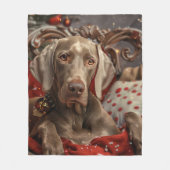 Couverture Polaire Chien Weimaraner Noël Fêtard (Devant)