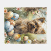 Couverture Polaire Chien Yorkipoo Avec Oeufs De Pâques Vacances (Devant (Horizontal))