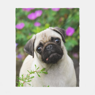 Couverture Polaire Chienchien mignon de chiot de carlin de faon,
