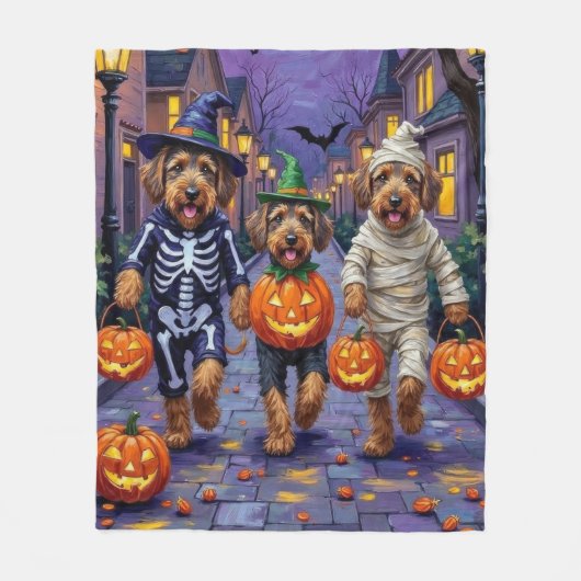 Couverture Polaire Chiens Airedale Terrier Trick-or-Treating Hallowee (Devant)