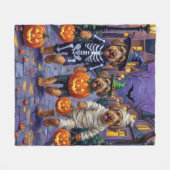 Couverture Polaire Chiens Airedale Terrier Trick-or-Treating Hallowee (Devant (Horizontal))