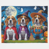 Couverture Polaire Chiens beagles Citrouille Halloween Drôle (Devant (Horizontal))