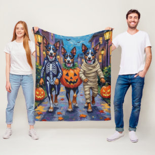 Couverture Polaire Chiens Blue Heeler faisant Trick-or-Treating en te