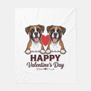 Couverture Polaire Chiens Boxer Joyeuse Saint-Valentin Vintage