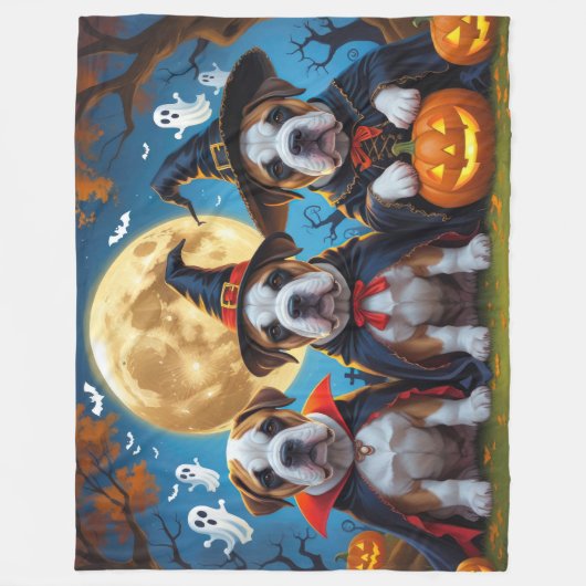 Couverture Polaire Chiens Bullmastiff Citrouille Halloween Drôle (Devant)