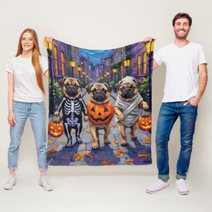 Couverture Polaire Chiens Carlin faisant Trick-or-Treat dans des cost