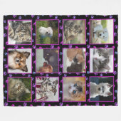 Couverture Polaire Chiens Chats Rose Violet Bleu Empreintes de pattes (Devant (Horizontal))