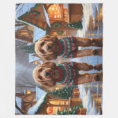 Couverture Polaire Chiens Cockapoo Noël Neige Fêtes (Devant)