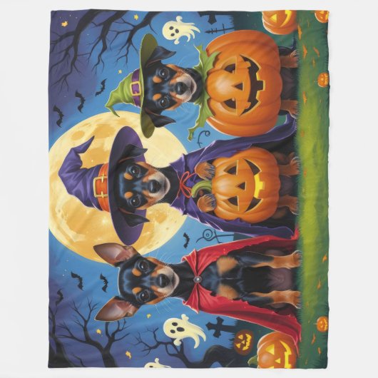 Couverture Polaire Chiens d'Affenpinscher Citrouille Halloween Funny (Devant)