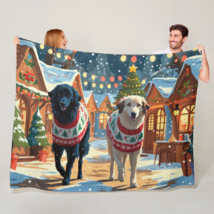 Couverture Polaire Chiens de berger d'Anatolie Noël Neige Fêtes