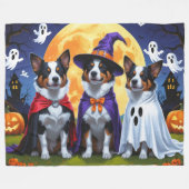 Couverture Polaire Chiens de bétail australiens Citrouille Halloween  (Devant (Horizontal))