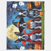 Couverture Polaire Chiens de Boston Terrier Citrouille Halloween Funn (Devant)