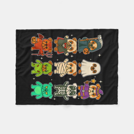 Couverture Polaire Chiens de chien mignonette Chien sorcier Citrouill (Devant (Horizontal))