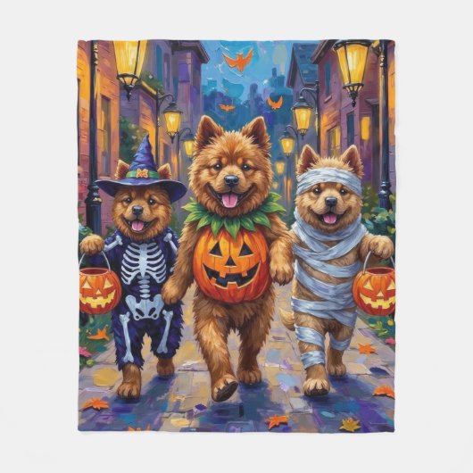 Couverture Polaire Chiens de Chow Chow Trick or Treating Halloween Co (Devant)